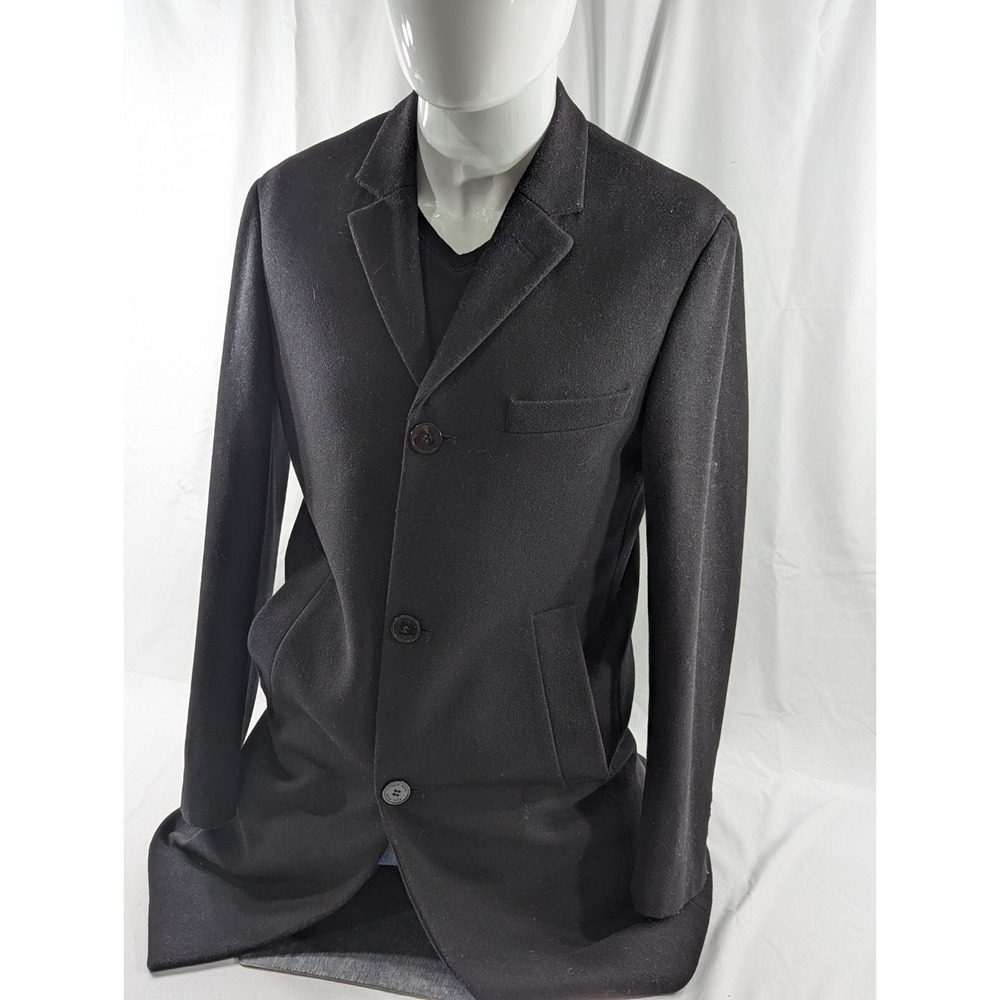Men's H&M Trench Duster  Coat Long Wool Blend Single Breasted‎ Black Size 36R
